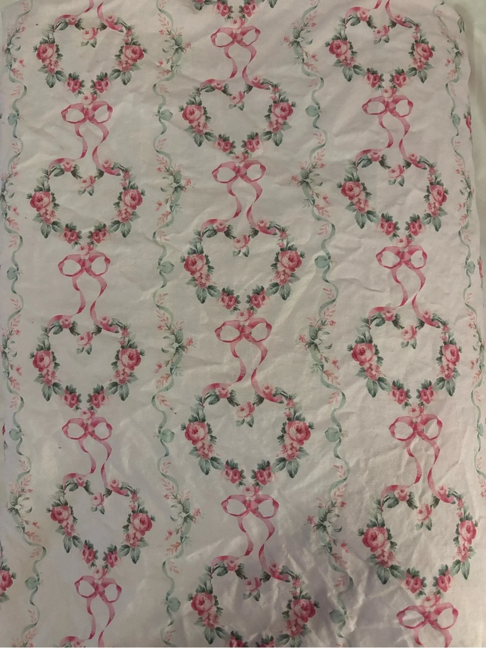 LoveShackFancy Organic Floral Heart Sheet Set, Full, Pink Multi